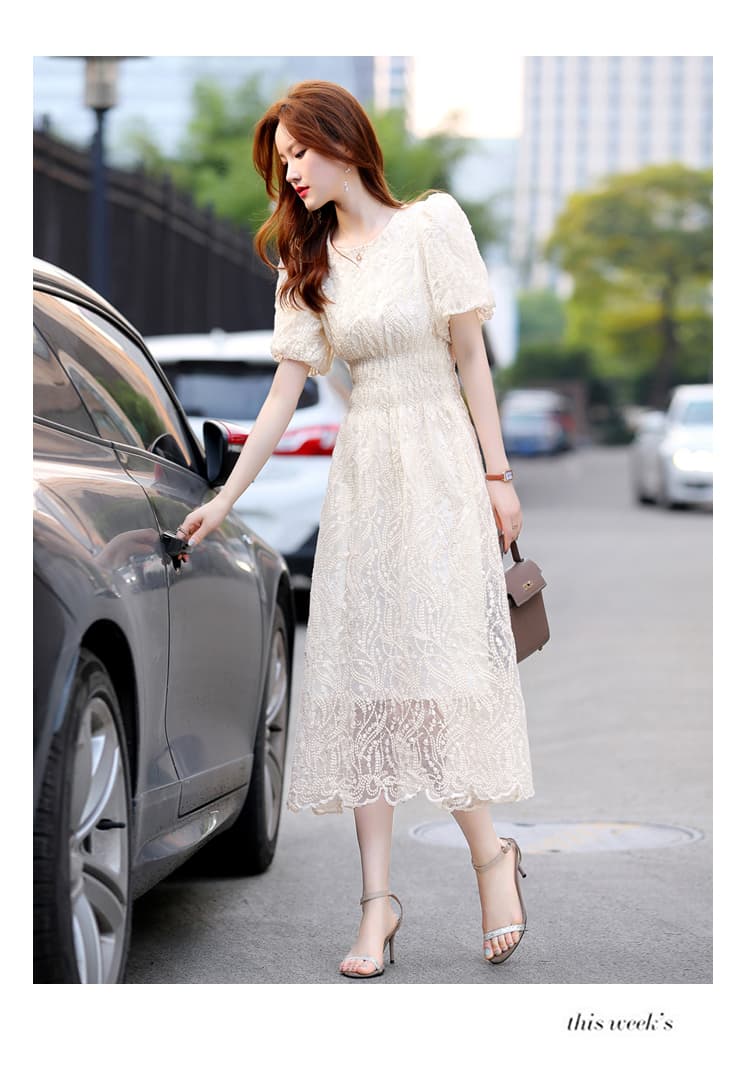 レース 服 上品レース 優美シルエットワンピース