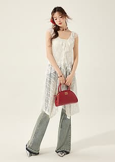 レース 服 透かし模様の妖精レースワンピース