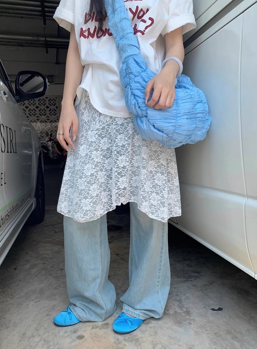 レース 服 花模様透かし編みレースフレアスカート