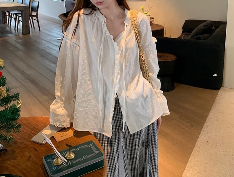レース 服 フリル袖レースブラウス