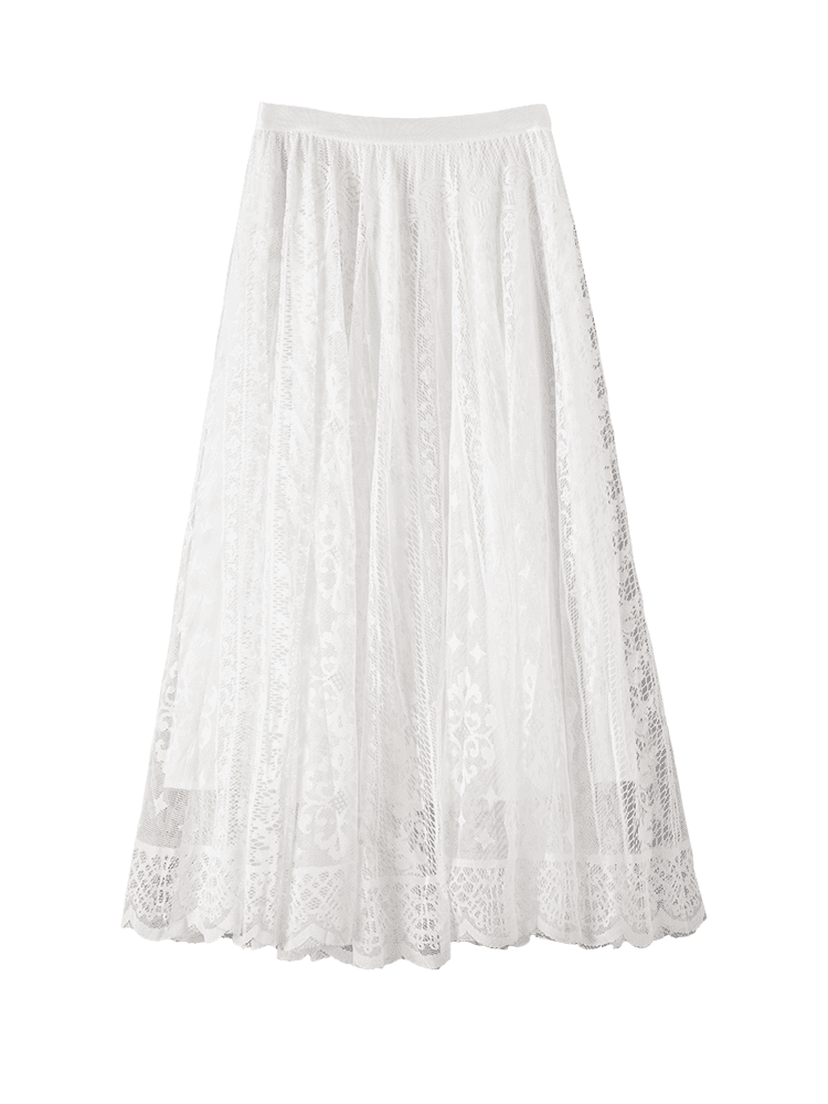 レース 服 花柄レースロングスカート