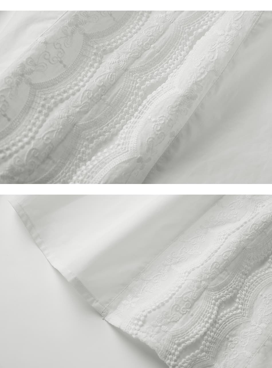 レース 服 優美刺繍レース七分袖ブラウス