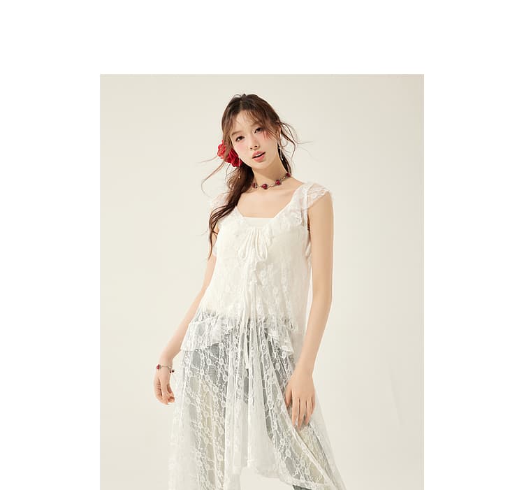 レース 服 透かし模様の妖精レースワンピース