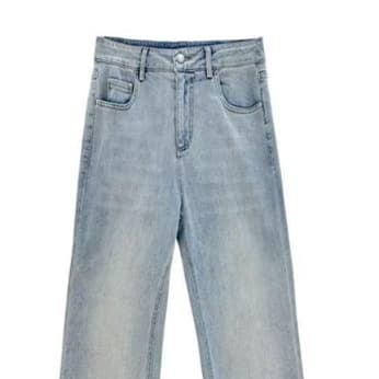 レース 服 繊細レース裾デザインデニムパンツ