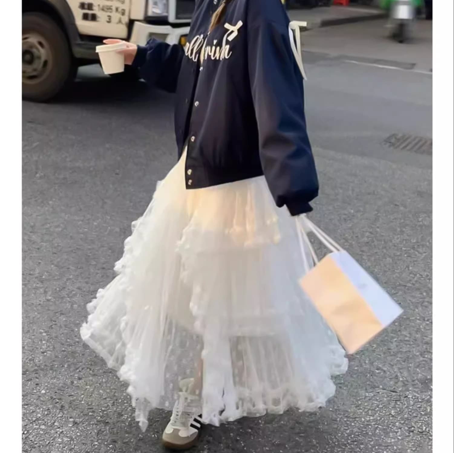 レース 服 ふんわり層重ねチュールスカート