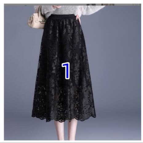 レース 服 花柄刺繍レーススカート ハイウエストボトムス ミディ丈