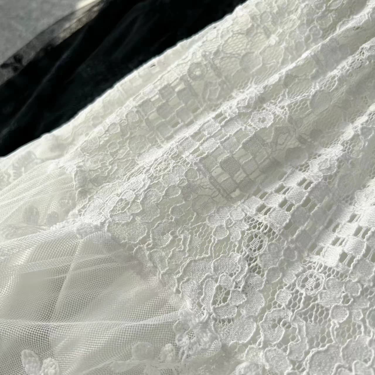 レースファッション レディース 花柄総レースロング丈スカート