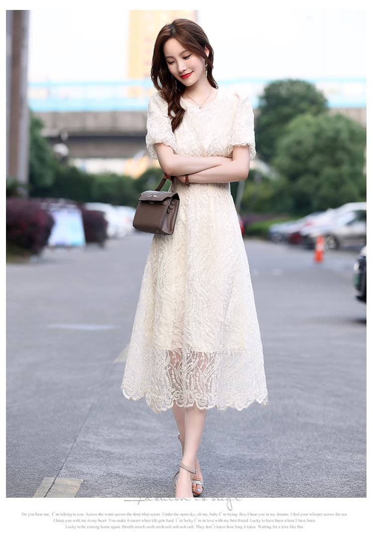 レース 服 上品レース 優美シルエットワンピース