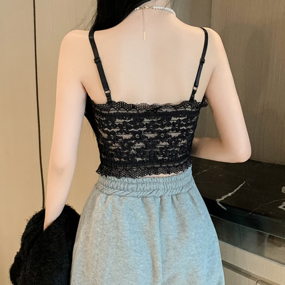 レース 服 花柄刺繍レースキャミソール ソフトパッド入り