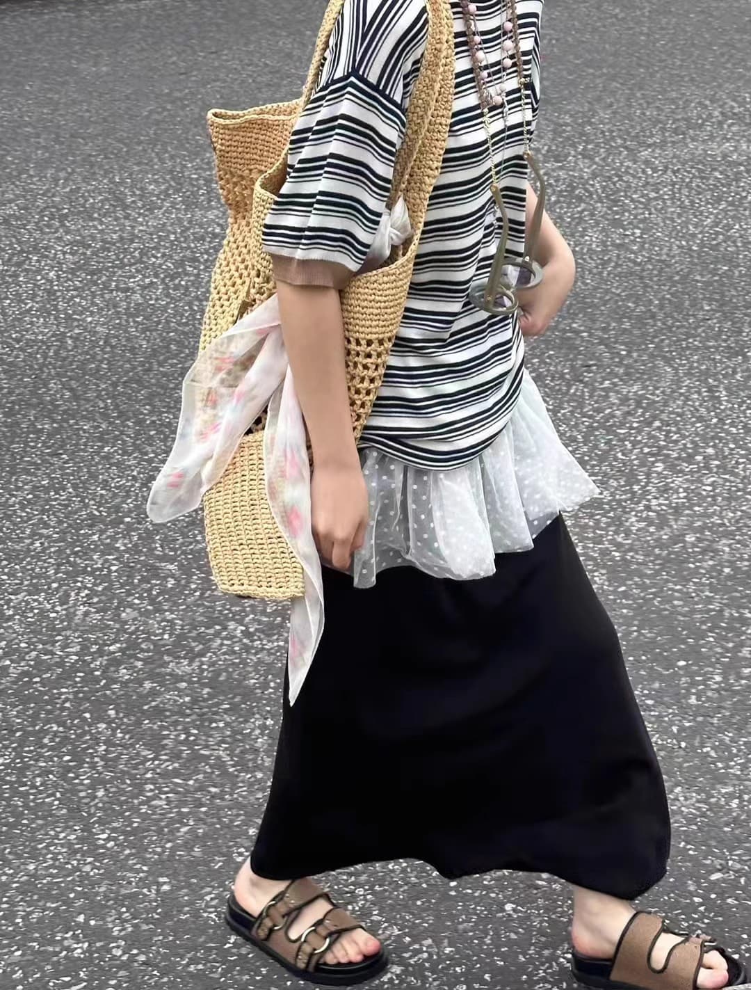 レース 服 ドット柄チュールペチスカート