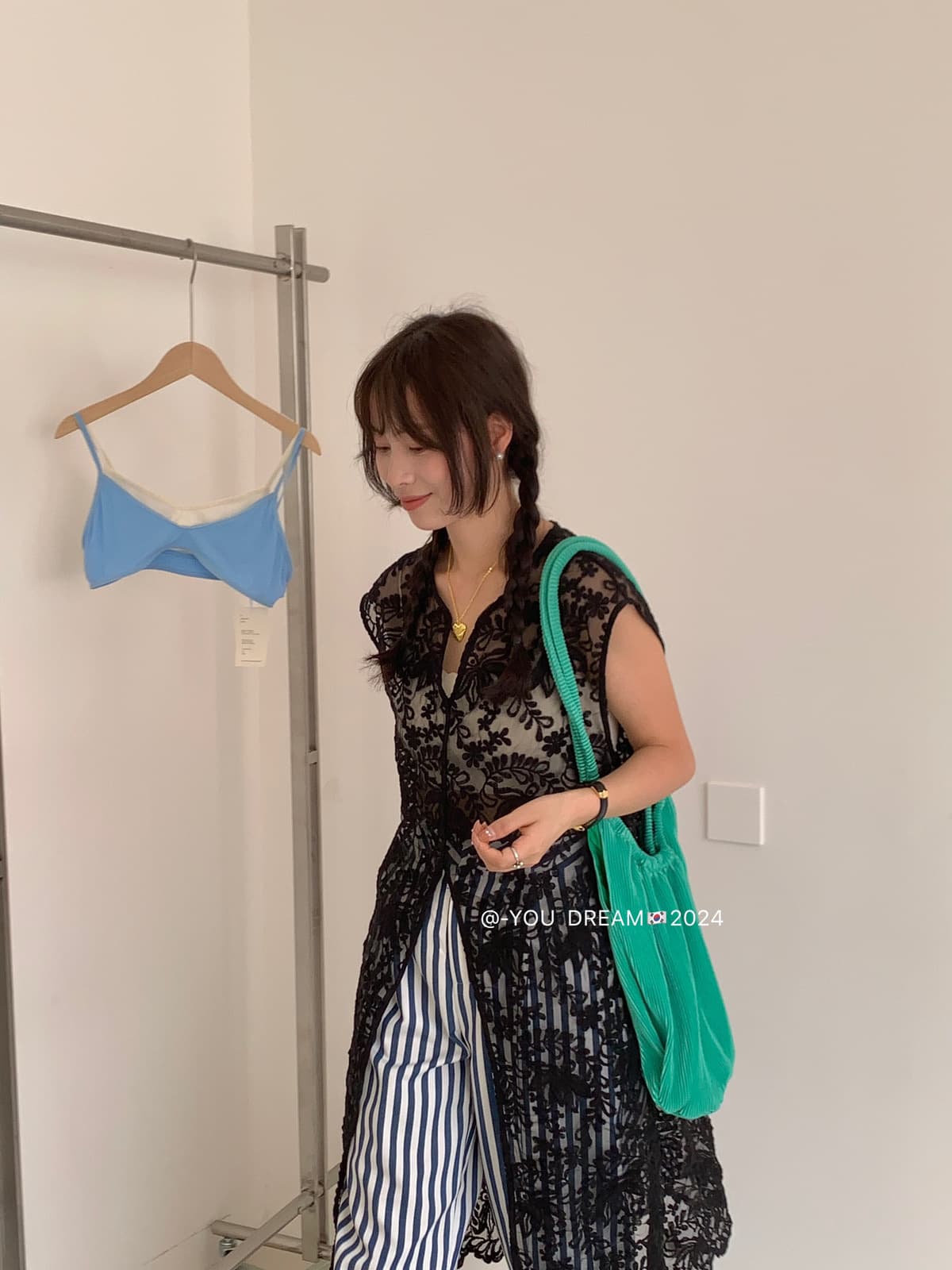 レース 服 透かし模様ロングレースベスト