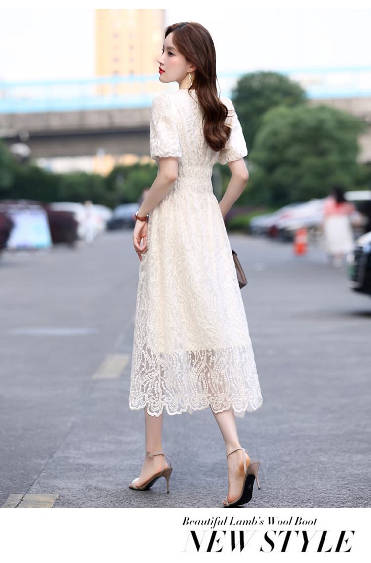 レース 服 上品レース 優美シルエットワンピース