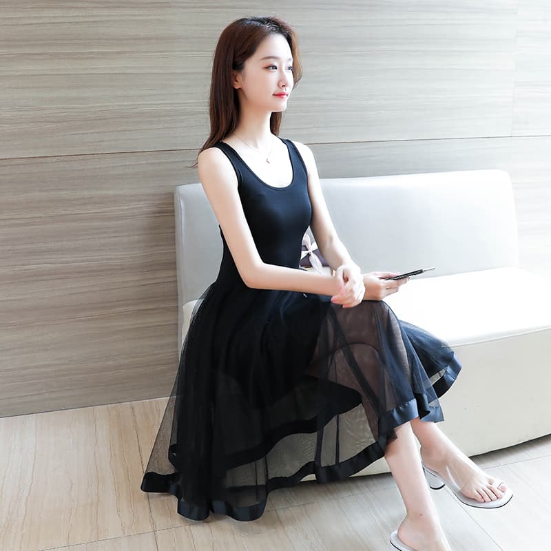 レース 服 優雅なチュール重ね フレア ワンピース
