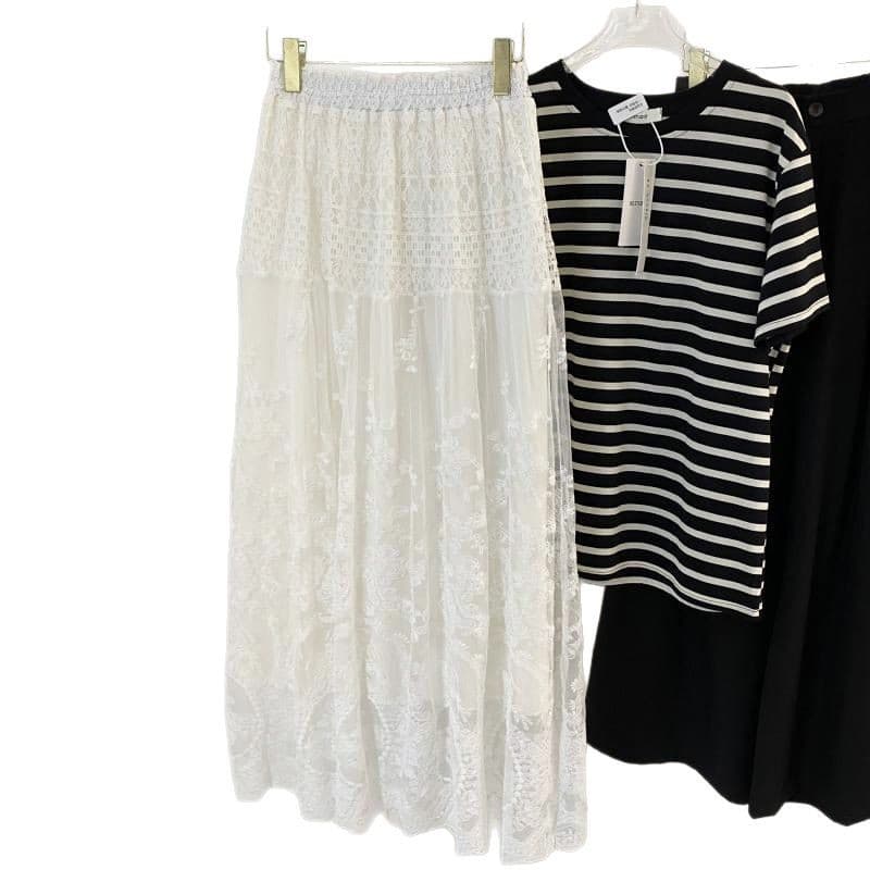レース 服 ボトムス 上品なレース柄ロングスカート女性用