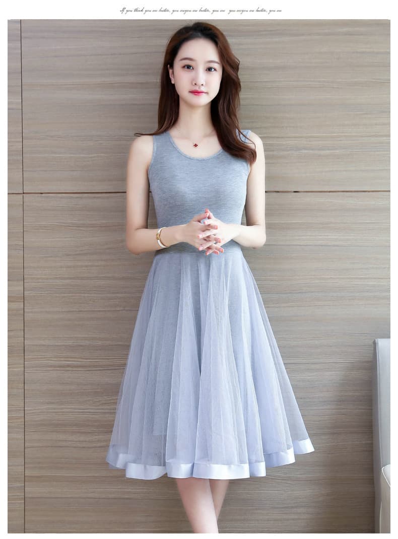 レース 服 優雅なチュール重ね フレア ワンピース