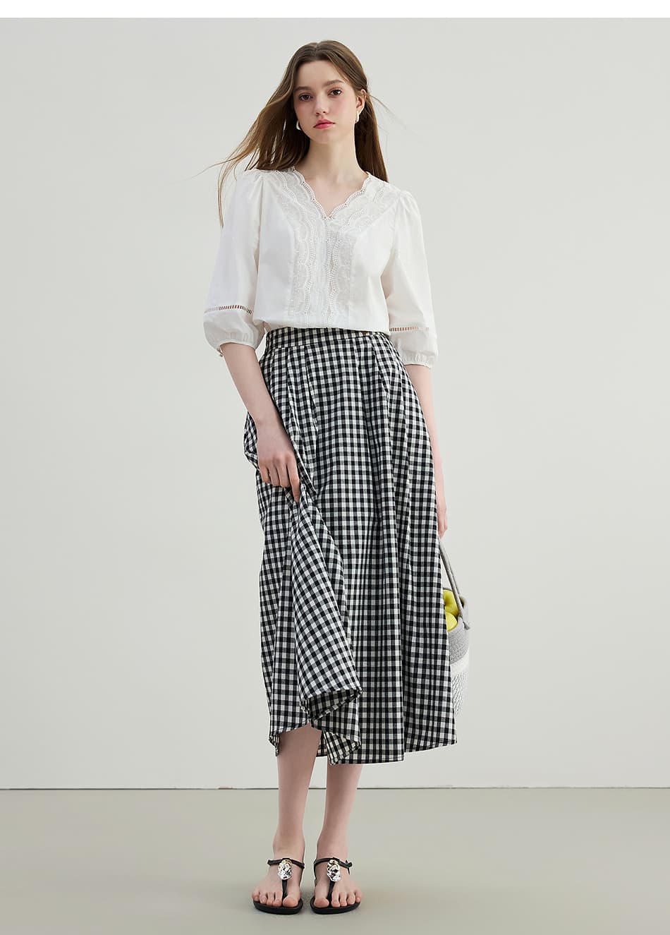 レース 服 優美刺繍レース七分袖ブラウス