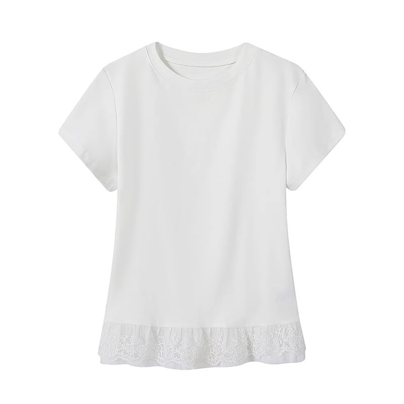 レース 服 裾レース切替フリルカットソー