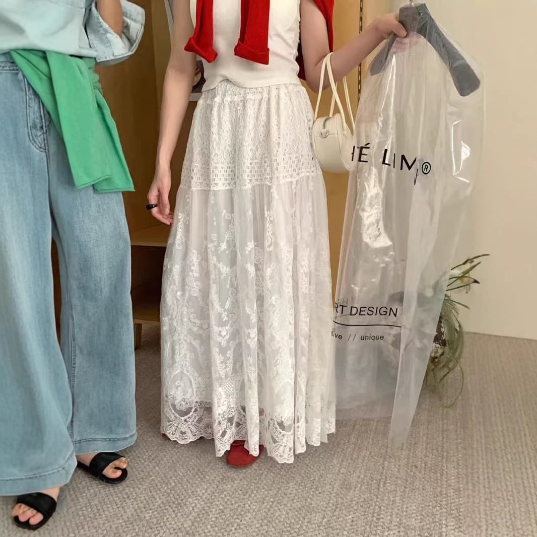 レース 服 ボトムス 上品なレース柄ロングスカート女性用