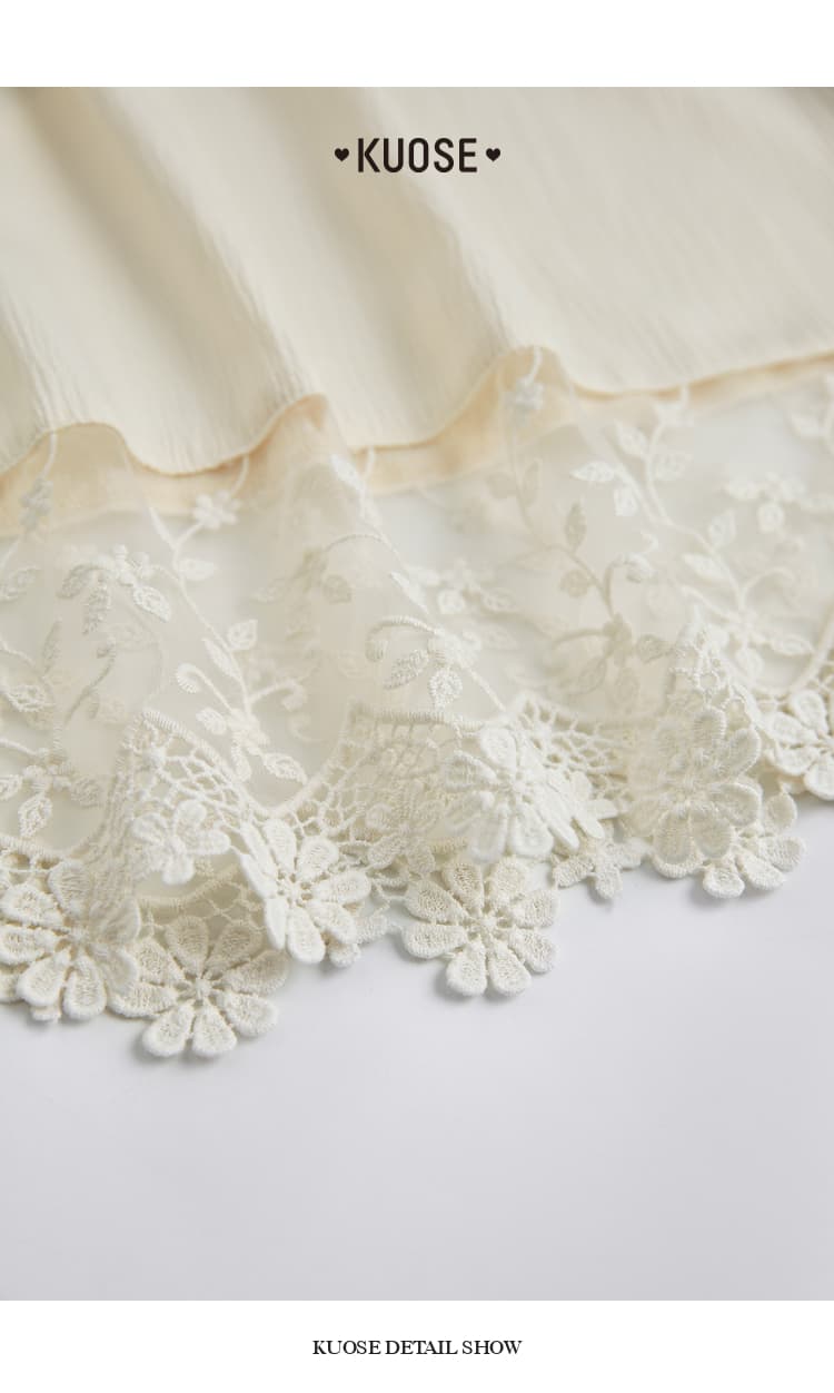 レース 服 花刺繍レース裾ティアードスカート