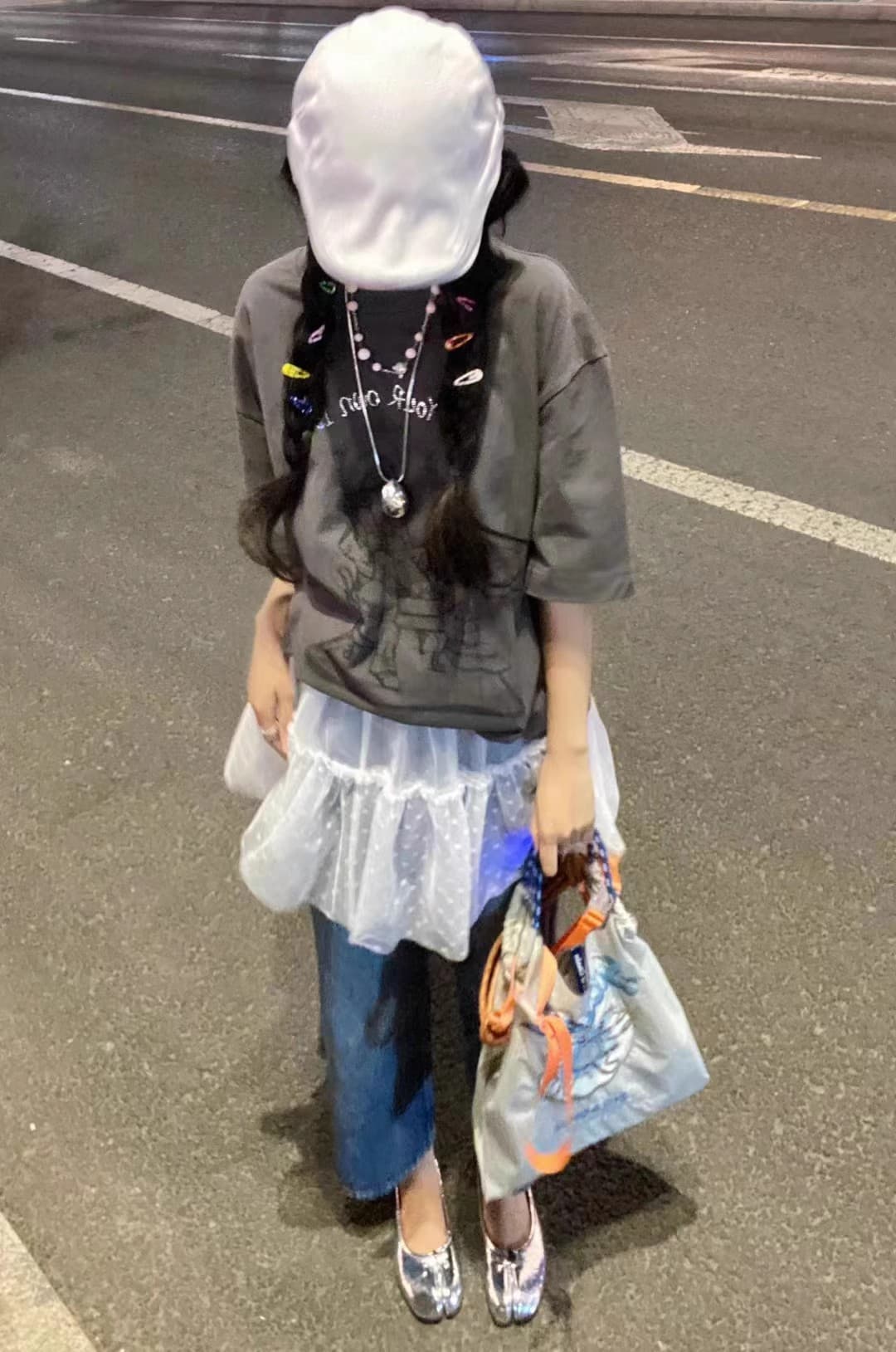 レース 服 ドット柄チュールペチスカート