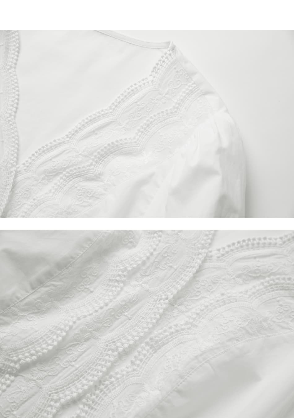 レース 服 優美刺繍レース七分袖ブラウス
