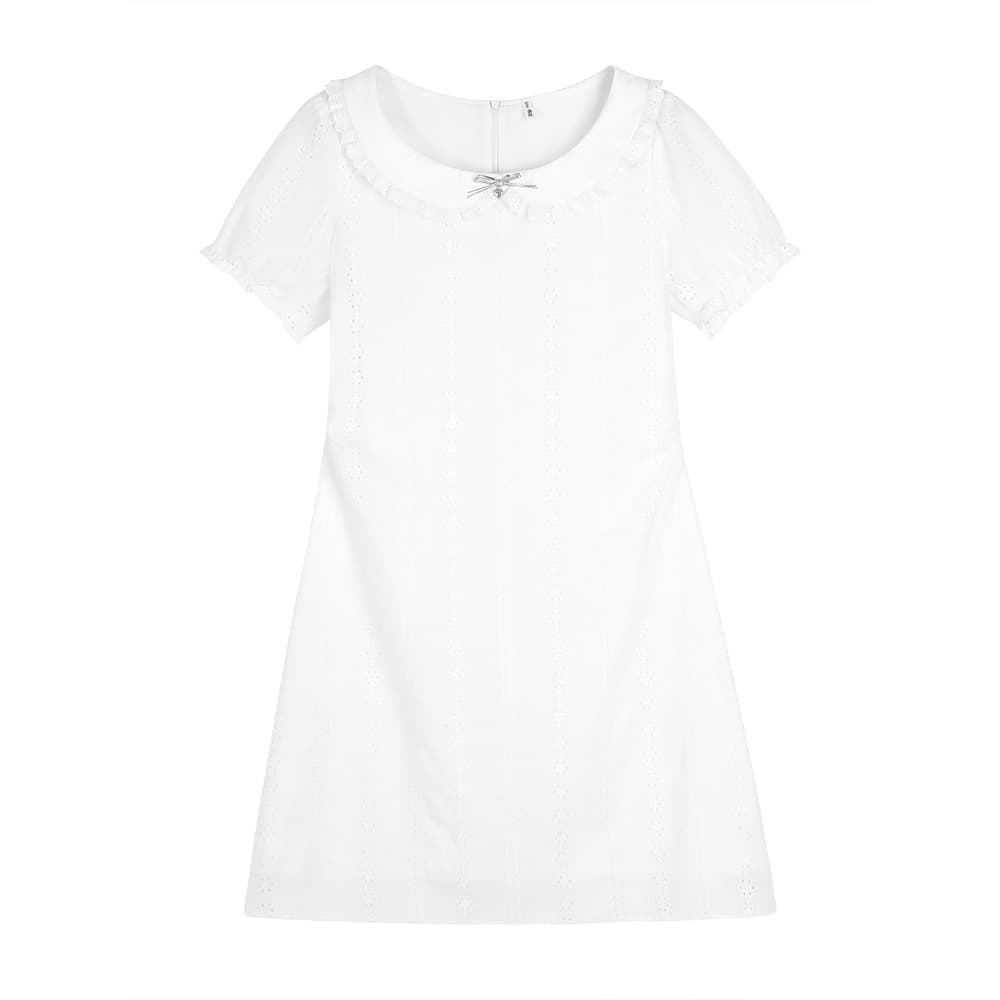 レース 服 襟付き刺繍レース ワンピース