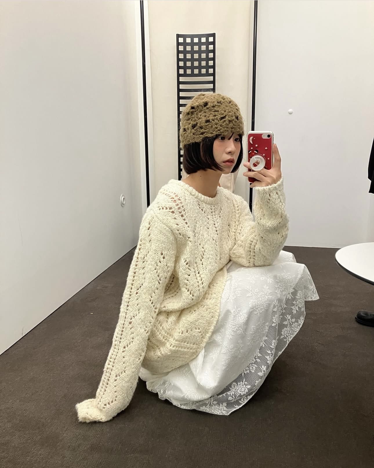 レースファッション 花柄レースが優美な切り替えスカート
