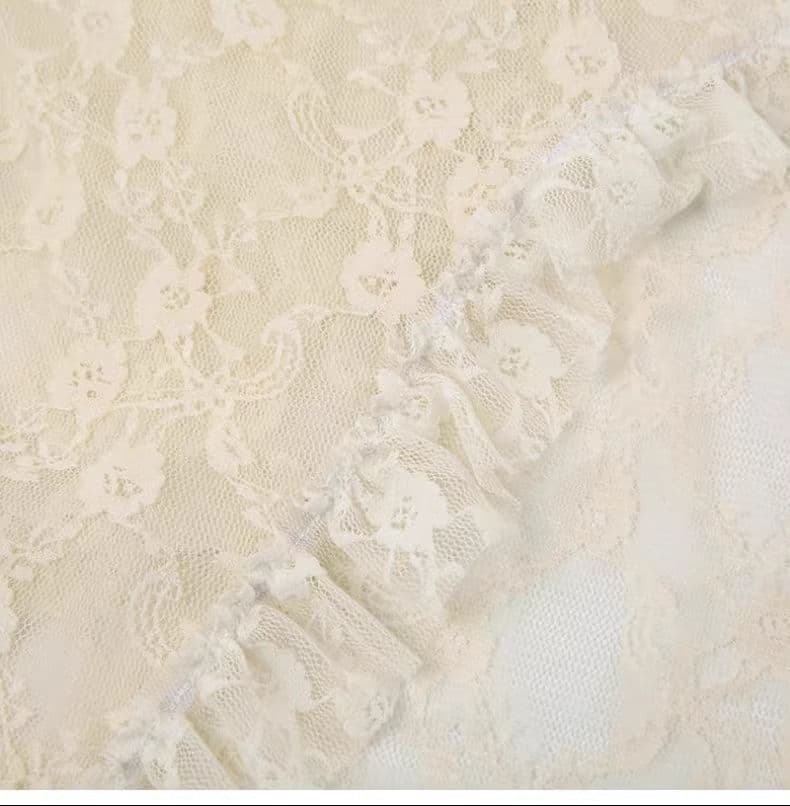 レースファッション 不規則裾レイヤードレースロングスカート