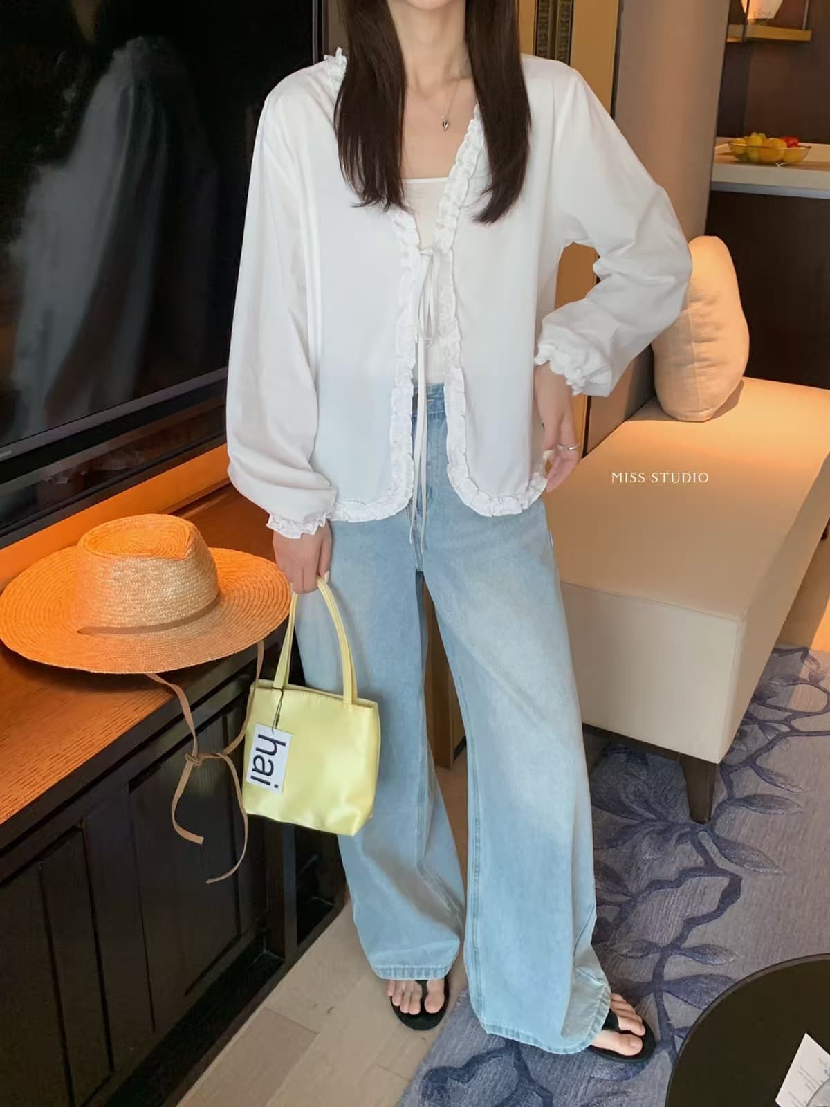 レース 服 フリルレースリボンカーディガン