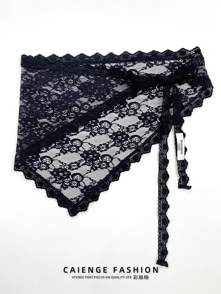 レース 服 レース飾りデニムパンツ