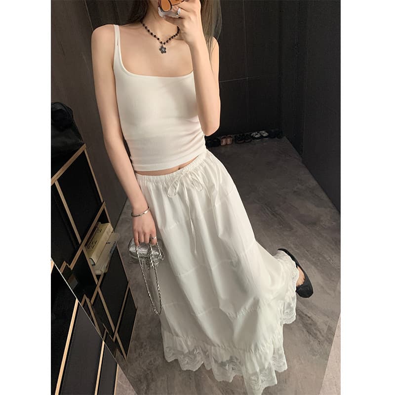 レースファッション 波レースマキシスカート