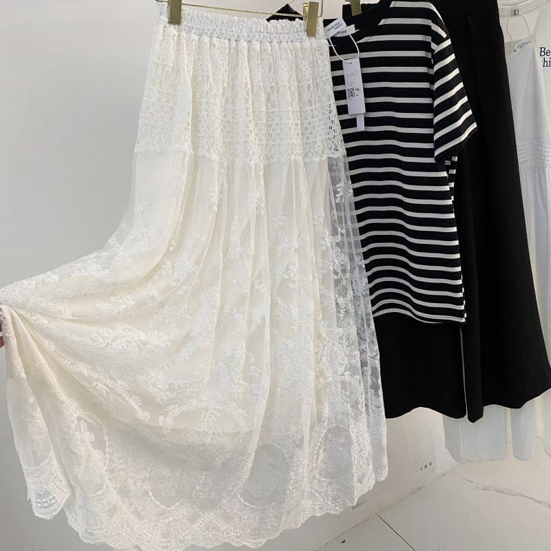 レース 服 ボトムス 上品なレース柄ロングスカート女性用