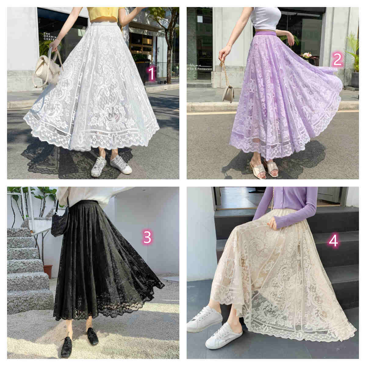 レース 服 夏の着痩せレーススカート復古風ハイウエストボトムス