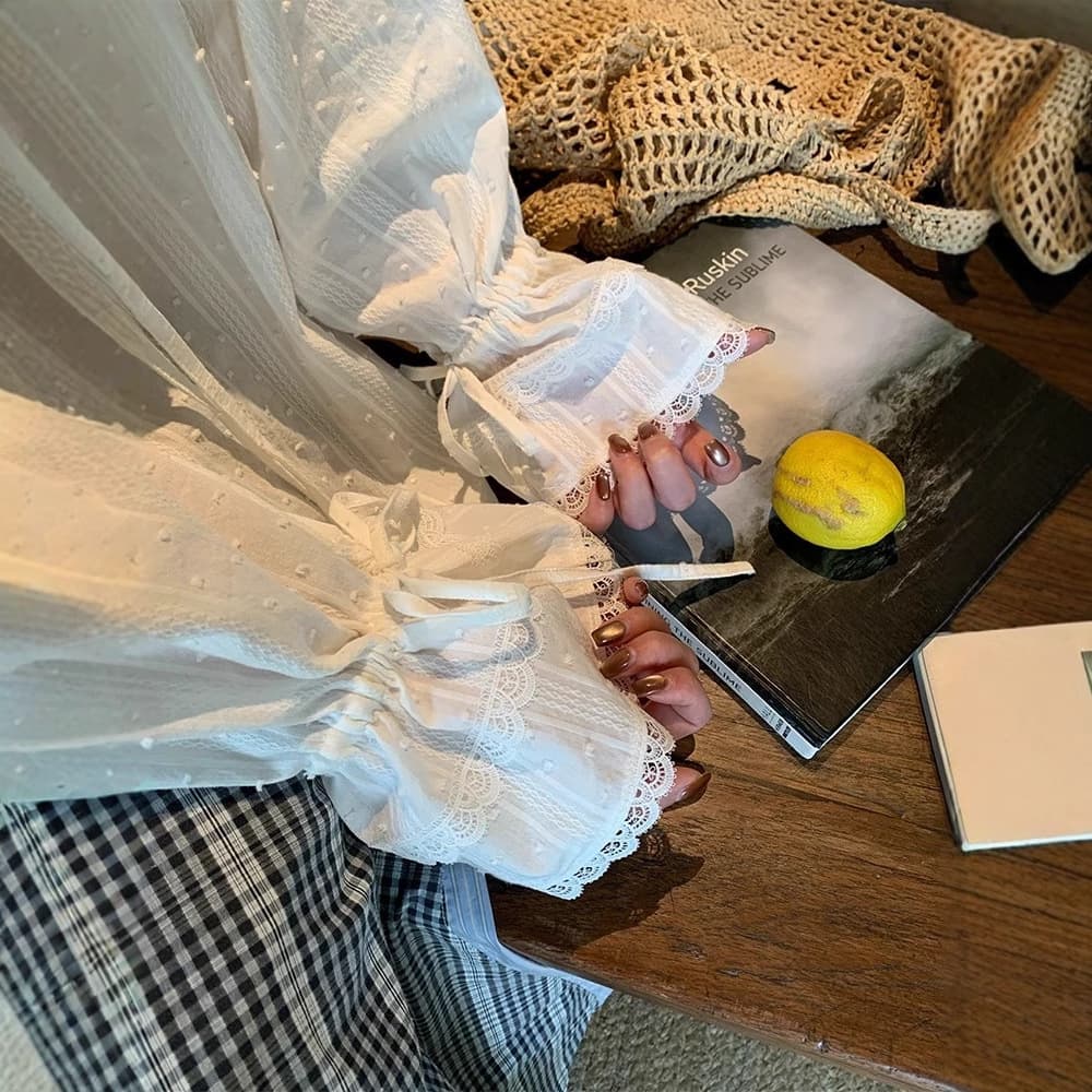 レース 服 フリル袖レースブラウス