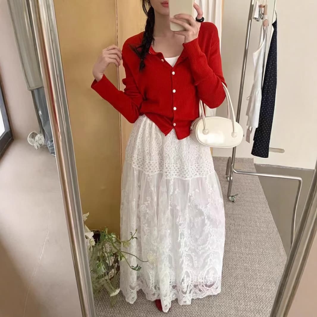 レース 服 ボトムス 上品なレース柄ロングスカート女性用