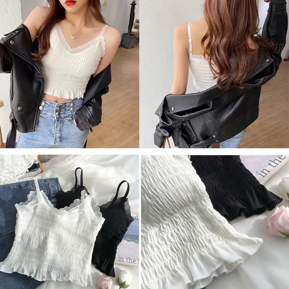 レース 服 レース付きカップ入りキャミソール