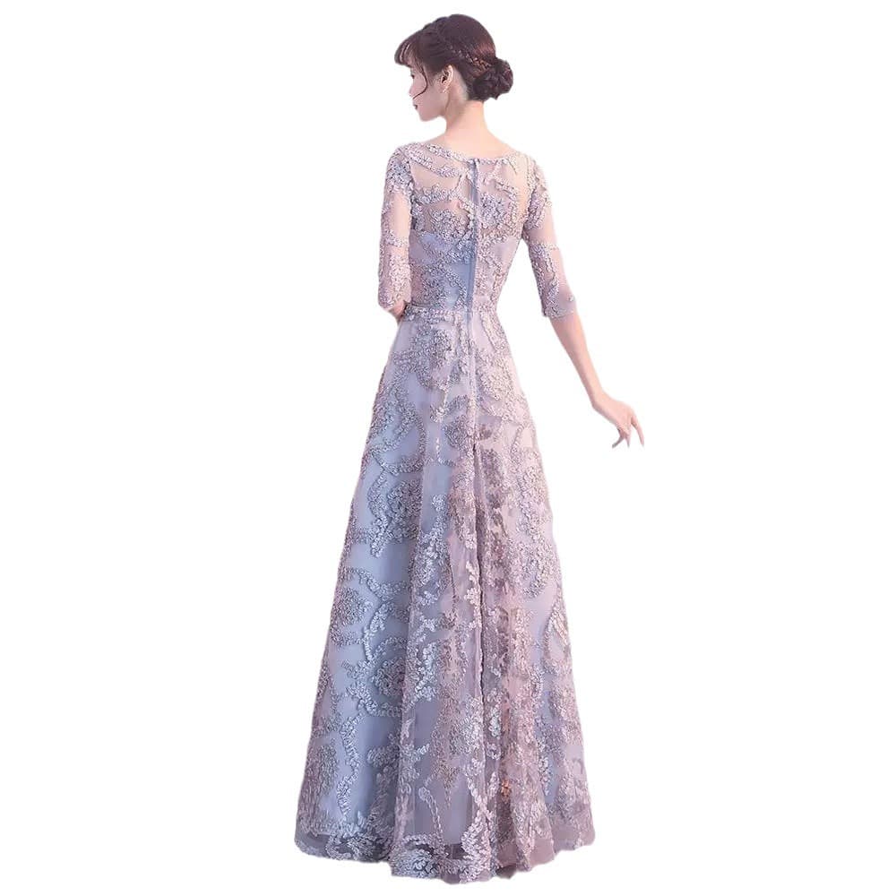 レース 服 花園の夢 七分袖ロングワンピース
