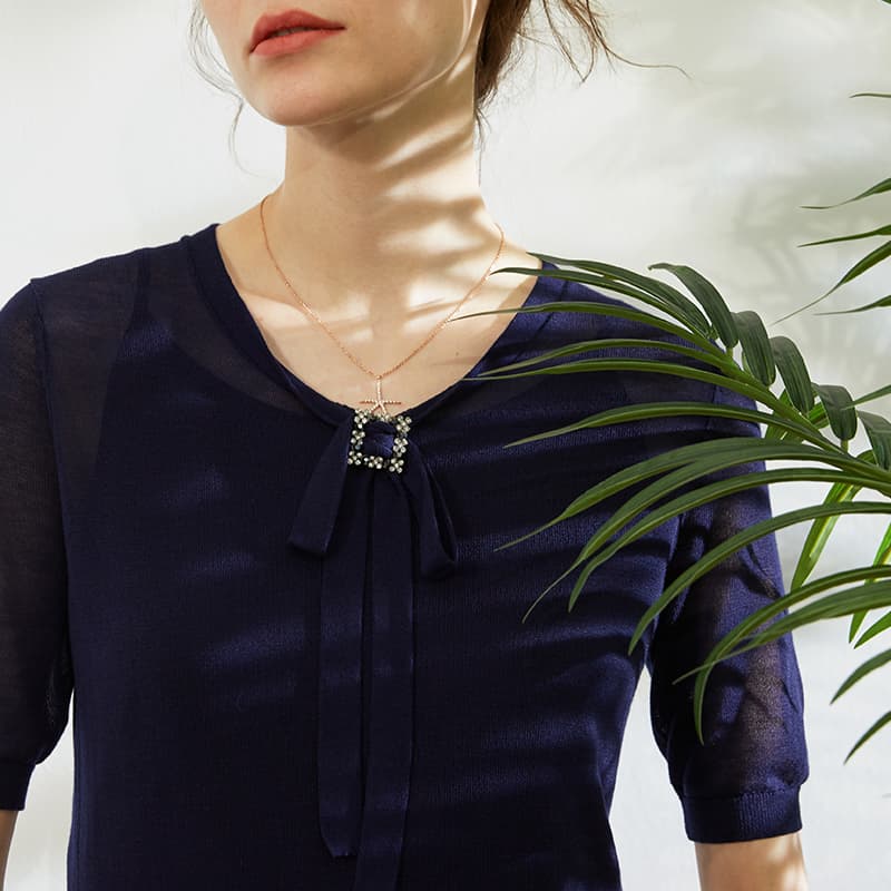 レースファッション リボン付きレースワンピース