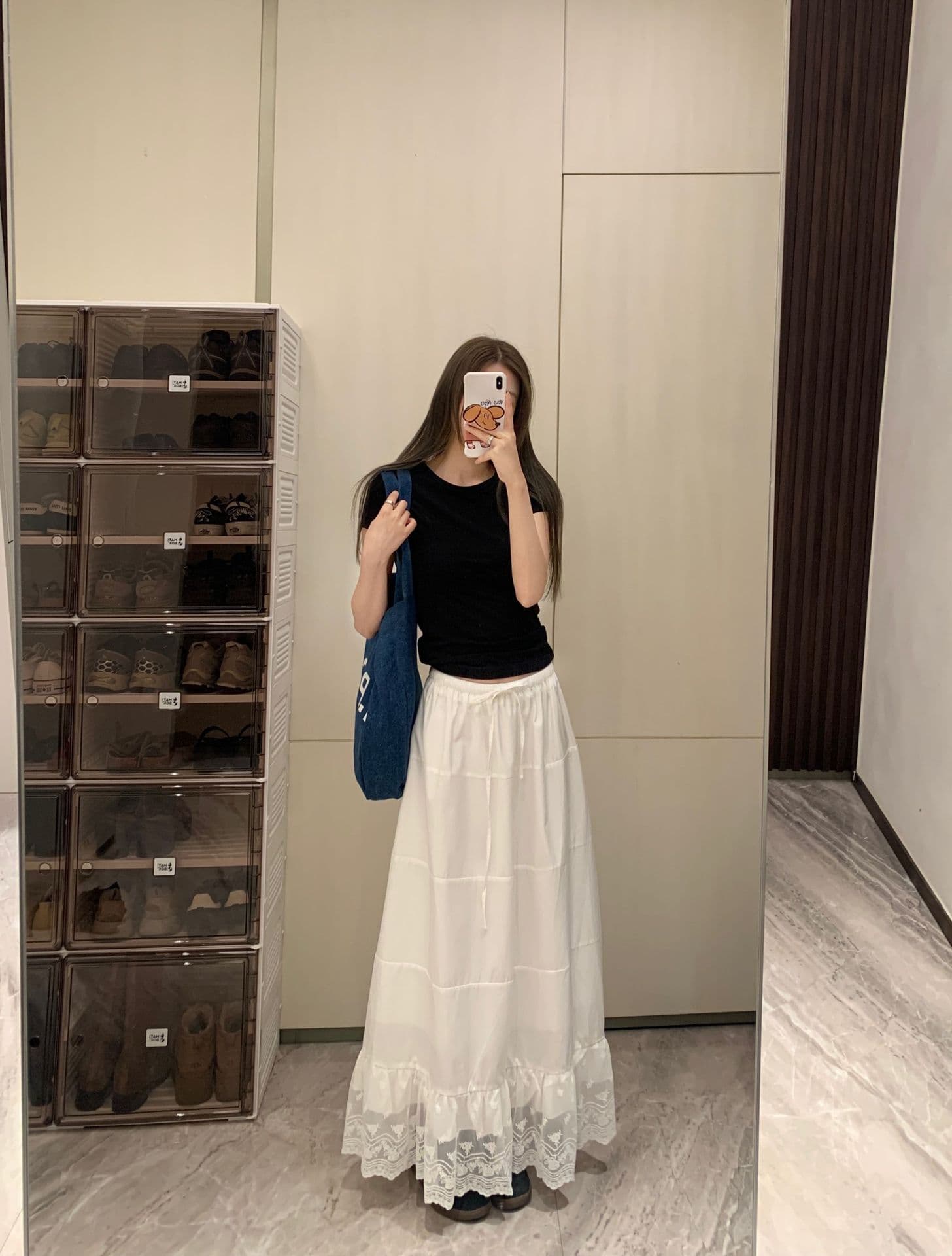 レースファッション 波レースマキシスカート