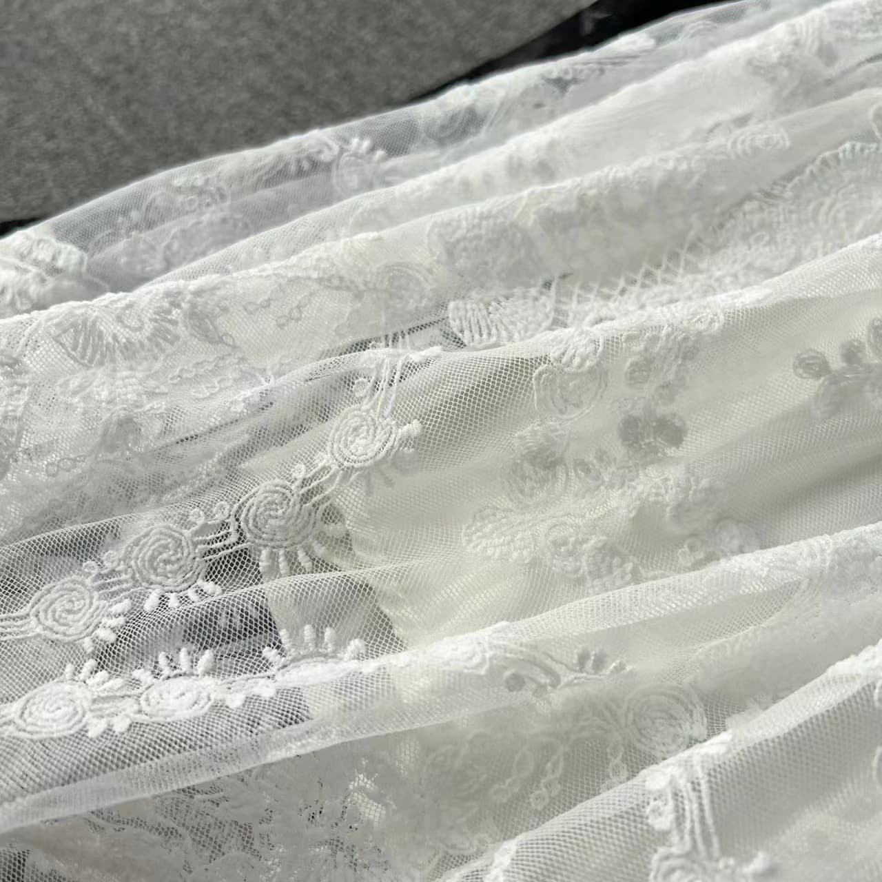 レースファッション レディース 花柄総レースロング丈スカート