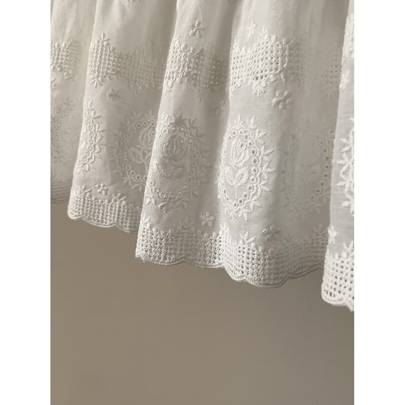 レース 服 花柄刺繍レース重ね着スカート