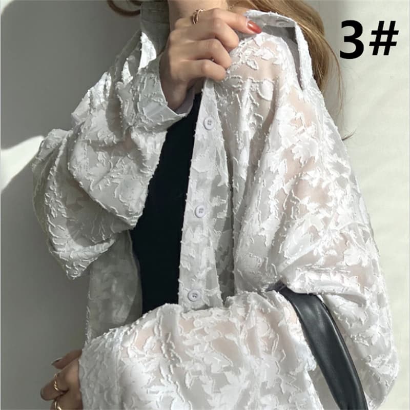 レース 服 春夏新作レース長袖シャツ日焼け止め体型カバートップス