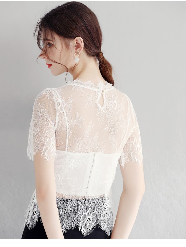 レース 服 花柄シースルーレーストップス