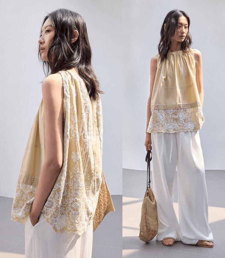 レース 服 花刺繍レースノースリーブブラウス