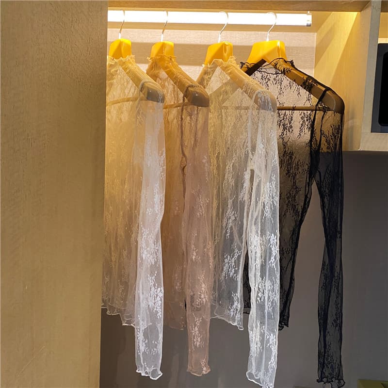 レース 服 雪花模様シースルーレースインナーセット