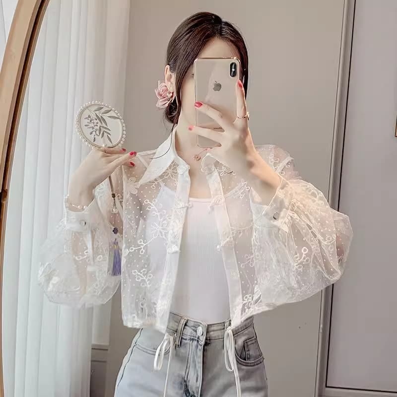 レース 服 レディース レース刺繍 シースルー ブラウス 中国風