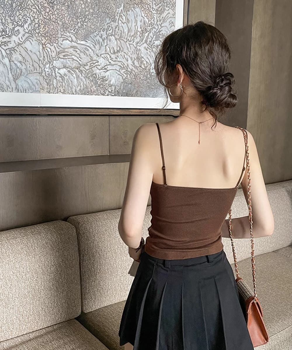 レース 服 レース装飾カップ付きキャミソール