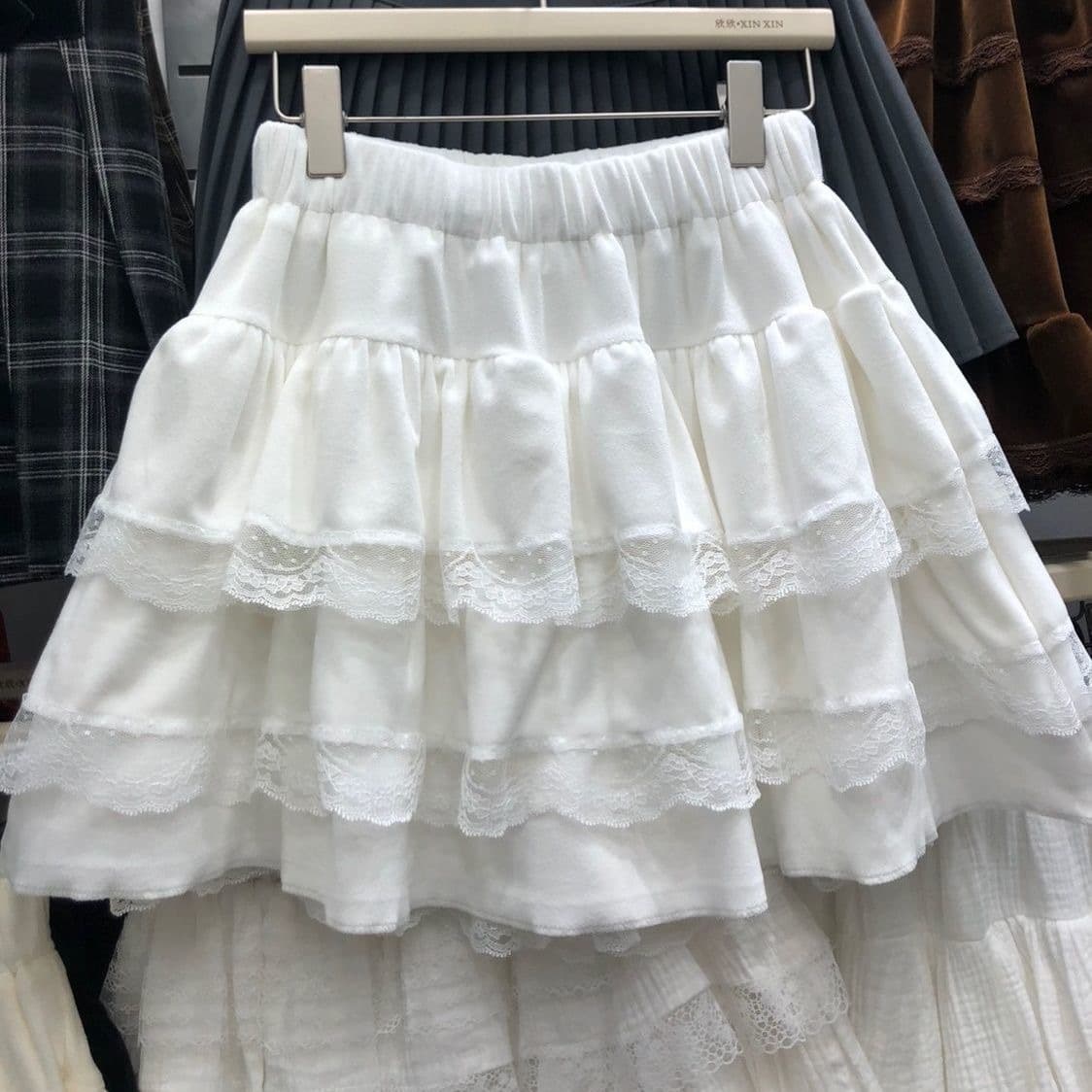 レースファッション ふんわりティアードレースペチパンツ