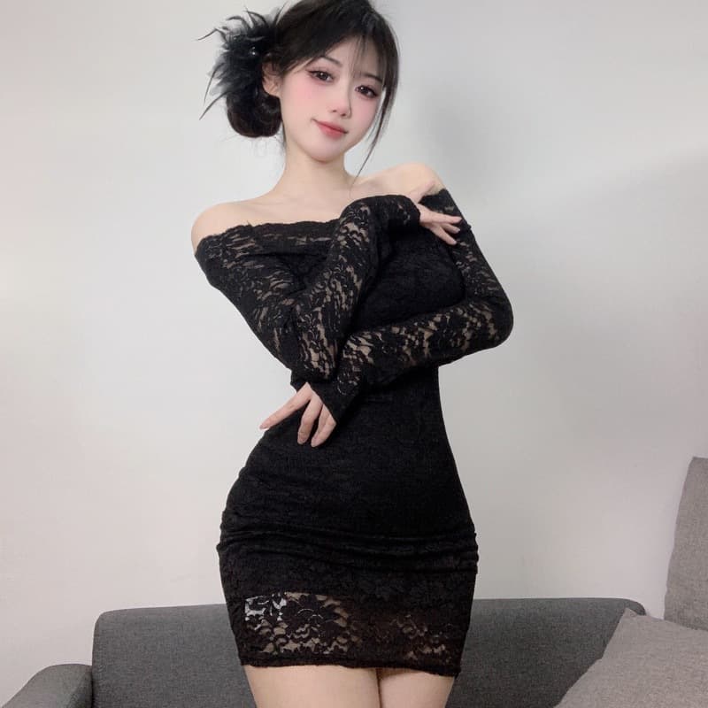 レース 服 オフショルダーレースワンピース