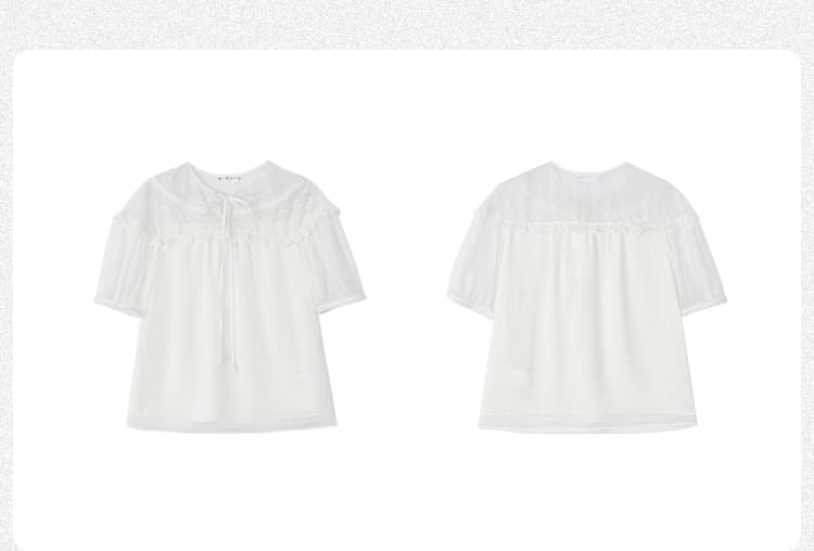 レース 服 花柄レース切替えフリルブラウス